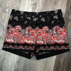 LOFT‎ Sunset Paisley 4" Shorts, Black/Red 0